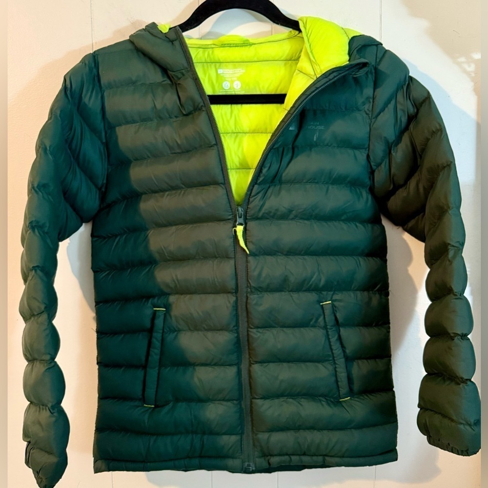 Mountain Warehouse Seasons Kids Insulated Jacket Green Puffer with Hood, Size L - Picture 2 of 8